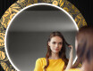Rundt designer spejl med lys til entre - Ancient pattern #12