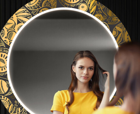 Rundt dekorativt spejl med LED baggrundsbelysning til entreen - ancient pattern #12
