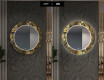 Rundt designer spejl med lys til entre - Ancient pattern #7