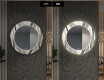 Rundt dekorativt spejl med LED baggrundsbelysning til entreen - waves #7