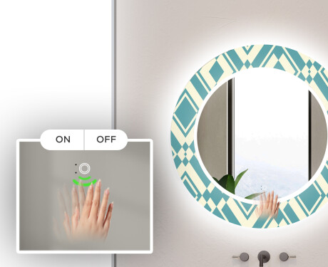 Rundt designer spejl med lys til badeværelse - Abstract seamless #5