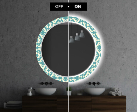 Rundt dekorativt spejl med LED baggrundsbelysning til badeværelset - abstract seamless #7