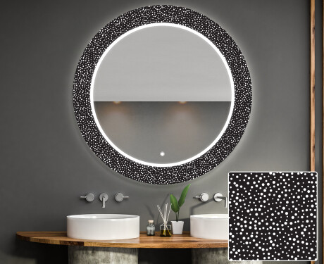 Rundt dekorativt spejl med LED baggrundsbelysning til badeværelset - dotts #1