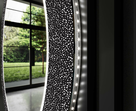 Rundt designer spejl med lys til badeværelse - Dotts #11