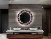 Rundt dekorativt spejl med LED baggrundsbelysning til badeværelset - elegant flowers #12