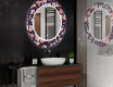 Dekorations spejl rundt badeværelse med LED - Elegant flowers #2