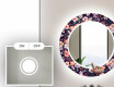 Rundt dekorativt spejl med LED baggrundsbelysning til badeværelset - elegant flowers #4