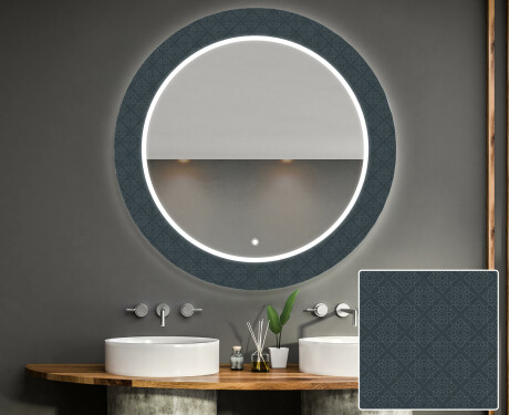 Rundt dekorativt spejl med LED baggrundsbelysning til badeværelset - elegant #1