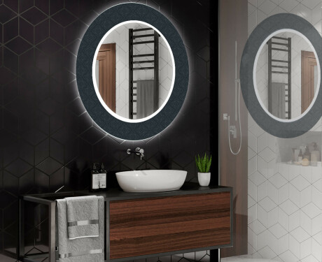 Rundt dekorativt spejl med LED baggrundsbelysning til badeværelset - elegant #2