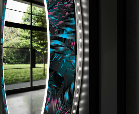 Rundt dekorativt spejl med LED baggrundsbelysning til badeværelset - fluo tropic #11
