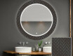 Rundt dekorativt spejl med LED baggrundsbelysning til badeværelset - golden lines #1