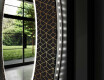 Rundt dekorativt spejl med LED baggrundsbelysning til badeværelset - golden lines #11