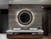 Rundt dekorativt spejl med LED baggrundsbelysning til badeværelset - golden lines #12