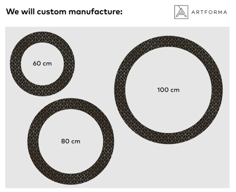 Rundt designer spejl med lys til badeværelse - Golden lines #2