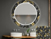 Rundt designer spejl med lys til badeværelse - Goldy palm