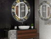 Rundt designer spejl med lys til badeværelse - Goldy palm #2
