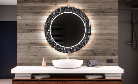 Rundt designer spejl med lys til badeværelse - Gothic