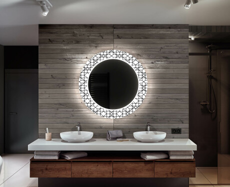 Rundt dekorativt spejl med LED baggrundsbelysning til badeværelset - industrial #12