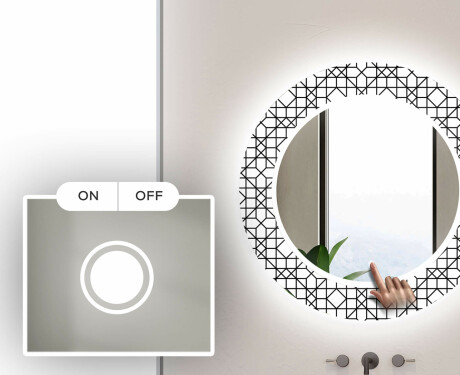 Rundt dekorativt spejl med LED baggrundsbelysning til badeværelset - industrial #4
