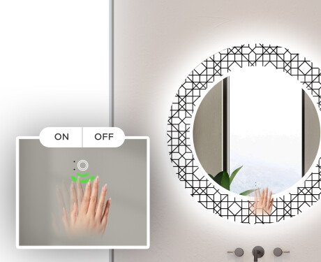 Dekorations spejl rundt badeværelse med LED - Industrial #5