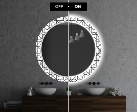 Dekorations spejl rundt badeværelse med LED - Industrial #7