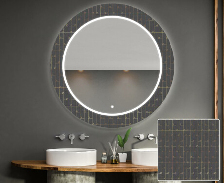 Dekorations spejl rundt badeværelse med LED - Microcircuit