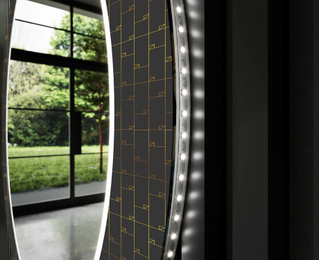 Dekorations spejl rundt badeværelse med LED - Microcircuit #11