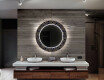 Rundt dekorativt spejl med LED baggrundsbelysning til badeværelset - ornament #12