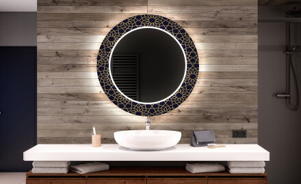Dekorations spejl rundt badeværelse med LED - Ornament