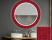Dekorations spejl rundt badeværelse med LED - Red mosaic #1