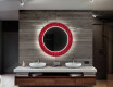 Rundt dekorativt spejl med LED baggrundsbelysning til badeværelset - red mosaic #12