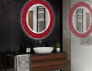 Dekorations spejl rundt badeværelse med LED - Red mosaic #2