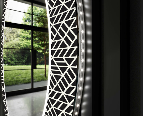 Rundt dekorativt spejl med LED baggrundsbelysning til badeværelset - triangless #11