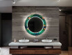 Rundt designer spejl med lys til badeværelse - Tropical #12
