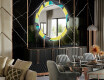 Rundt dekorative vægspejle over spisebord med LED lys - Abstract geometric #2