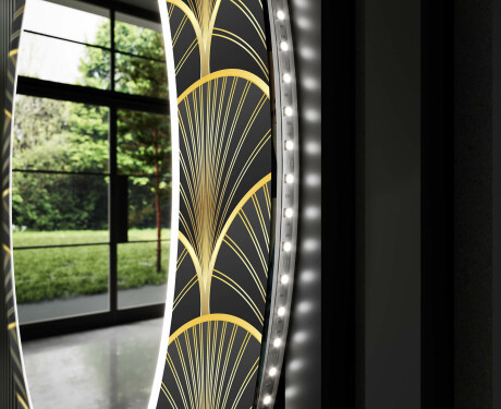Rundt dekorativt spejl med LED baggrundsbelysning til entreen - art deco #11