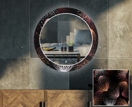 Rundt dekorative spejle med lys til stuen - Dandelion