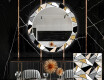 Dekorations spejl rundt spisebord med LED - Marble pattern #1