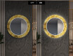 Rundt dekorativt spejl med LED baggrundsbelysning til entreen - gold triangles #7