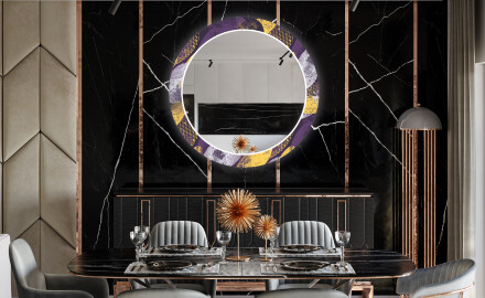 Rundt dekorativt spejl med LED baggrundsbelysning til spisestuen - round stamp