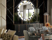 Rundt dekorativt spejl med LED baggrundsbelysning til spisestuen - geometric patterns #2