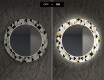 Rundt dekorativt spejl med LED baggrundsbelysning til spisestuen - geometric patterns #7