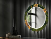 Rundt designer spejl med lys til entre - Botanical flowers #2