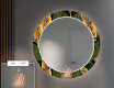 Rundt designer spejl med lys til entre - Botanical flowers #5
