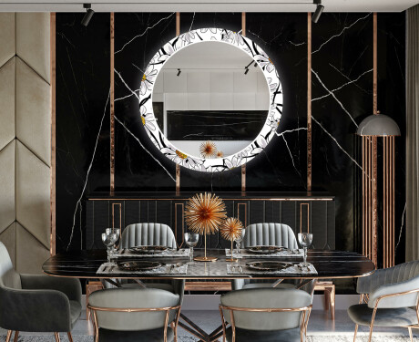 Rundt dekorativt spejl med LED baggrundsbelysning til spisestuen - chamomile #12