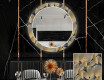 Rundt dekorativt spejl med LED baggrundsbelysning til spisestuen - golden leaves #1