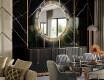 Rundt dekorativt spejl med LED baggrundsbelysning til spisestuen - golden leaves #2