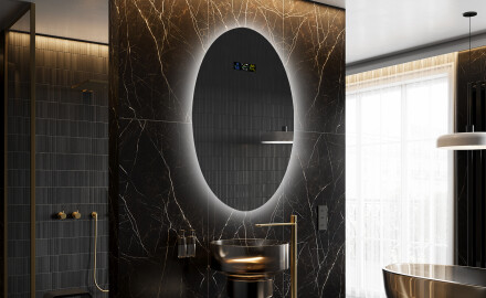 Ovalt badeværelses spejl med LED L226 - Lodret