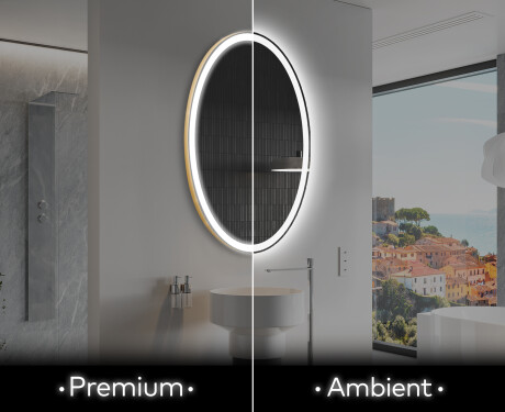 Ovalt badeværelses spejl med LED L227 - Lodret