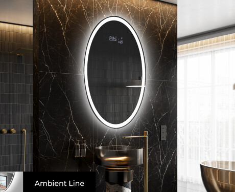 Ovalt badeværelses spejl med LED L227 - Lodret #3